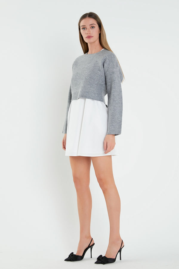 english factory sweater with poplin mini dress Sweater with Poplin Mini Dress at Amazon Women's Clothing store