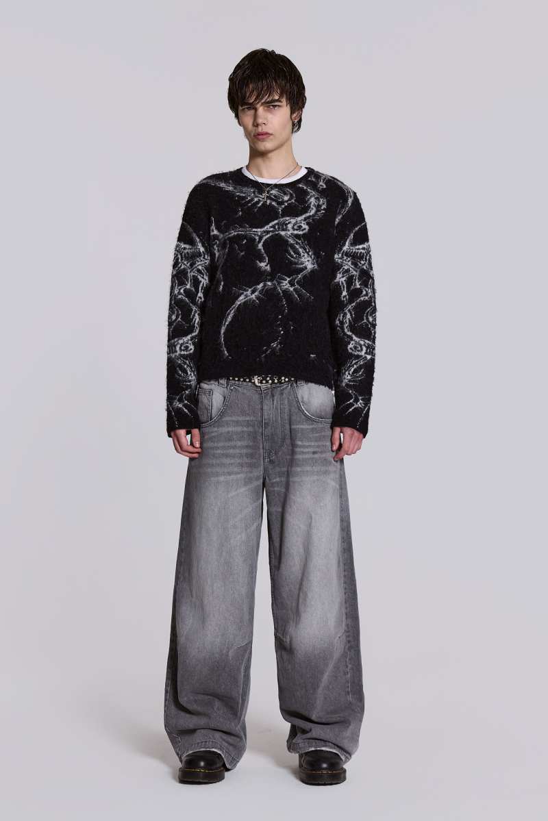 jaded london Lazy Willy Brushed Knit Jumper Black Buy Now