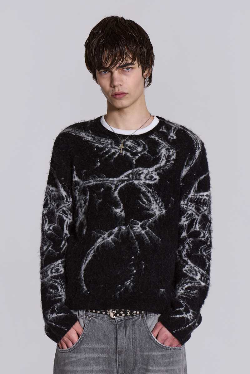 【希少】Jaded London Lazy Willy Brushed Knit jaded london Lazy Willy Brushed Knit Jumper Black Buy Now