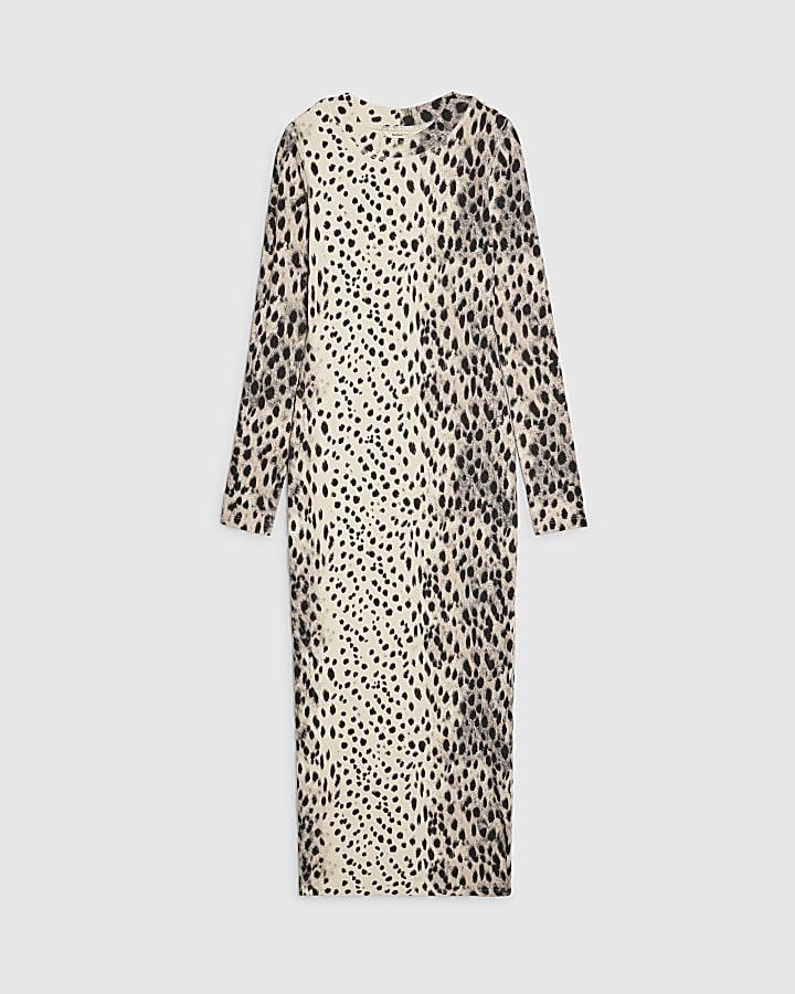 river island leopard midi dress RIVER ISLAND women's midaxi dress in animal print - Size 14 UK, 42 EU, 10 CAN/US